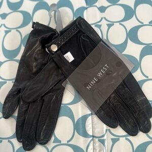Nwt Nine West Black Leather black biker Gloves medium
